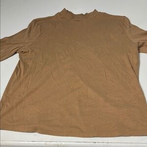 A New Day XL Short Sleeve Tan Mock Neck T Shirt